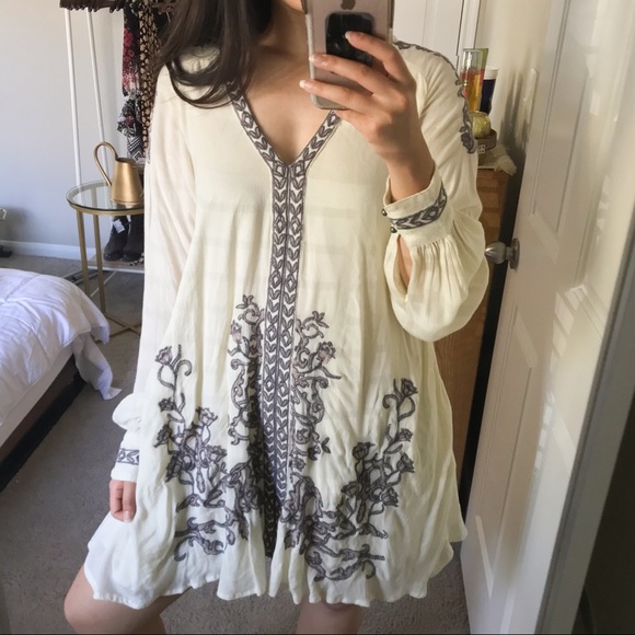Free People Ivory Embroidered Swing Dress - Picture 6 of 13